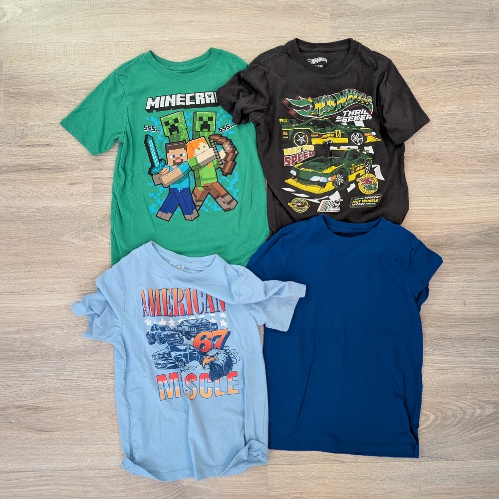 Wonder Nation Kids' Short Sleeve Tees - Green, Black, Blue Size Medium Boys